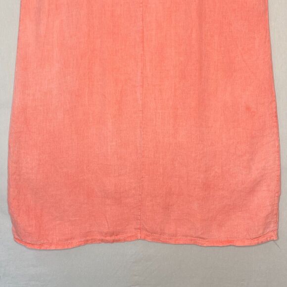 Alessia Pacini Linen Tunic Dress Womens 1X Salmon Pink Lace Pintuck Front Shift - Picture 7 of 10